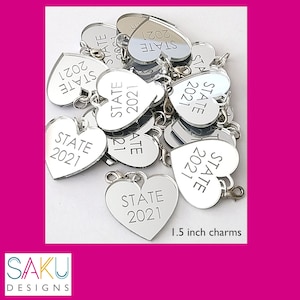 Women&#39;s Gymnastic Heart Charms-Women&#39;s Gymnastics-Gymnastic Gift-Gymnast-Team Gift-State Meet-Bars-Beam-Floor-Vault-Bag Tag-Key Chain Charms