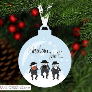 SHALOM Y'ALL Hanukkah ORNAMENT-Rabbi-Hanukkah Decoration-Jewish-Hanukkah Gift-Jewish Ornament-Christmas-Channukah-Chrismukkah-Shalom-Ya'll