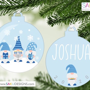 GNOMES Chanoeka-ornament-gepersonaliseerd-grappig joods-chanoeka decoratie-joods-chanoeka cadeau-joods ornament-kerst-sneeuwbol-kerstmis