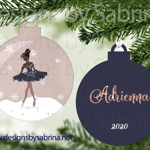 Ballerina Ornament Personalized-African American Ballerina-Latina-Hispanic-Ethnic-Ballet Ornament-Ballet Gift-Dancer-Dance Gift-Nutcracker