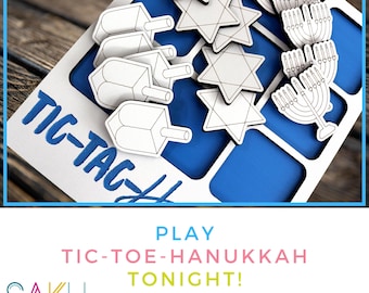 TIC TAC HANUKKAH - Tic Tic Toe - Game - Hanukkah - Chanukah - Christmukkah - Jewish - Dreidel - Menorah - Star of David