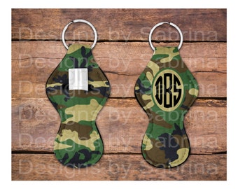 CAMO MONOGRAM Chapstick HOLDER-Lip Balm-Personalized Chapstick Holder-Camouflage-Keychain Chapstick Holder-Keychain-Chapstick-Army-Hunting