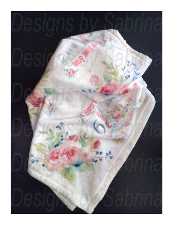 Personalized BABY GIRL Blanketbirth Announcementnursery Etsy