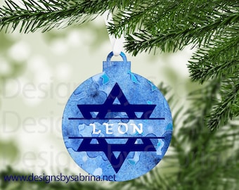 Gwiazda Dawida Spersonalizowana Ozdoba Chanukowa-Gwiazda Dawida-Dekoracja Chanukowa-Żydowski-Prezent-Chanukowy-Boże Narodzenie-Channukah-Chrismukkah