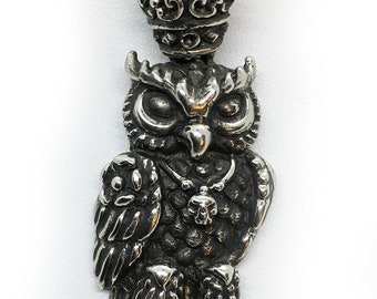 King of Owl Silver Pendant