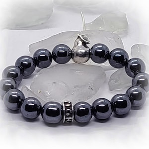 Silver Pear Hematite Beads Bracelet