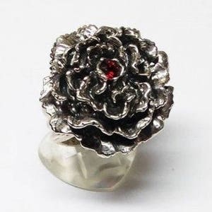 January Birth Flower Carnation Silver Ring