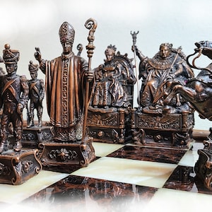 French NAPOLEON Historical Sterling Silver Chess Set
