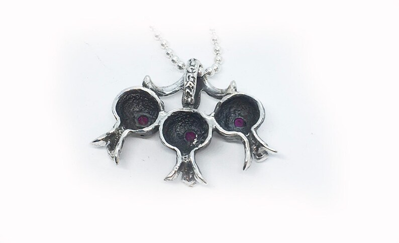 Three Pomegranate Sterling Silver Pendant