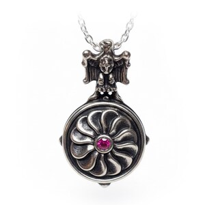 Eternity Silver Pendant with Eagle Loop and Ruby