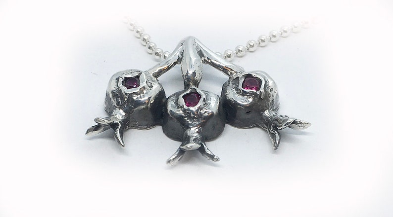 Three Pomegranate Sterling Silver Pendant