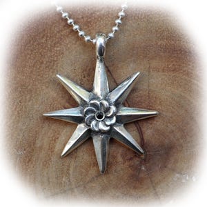 Eternity 8 Star Sterling Silver Pendant with Ruby Stone