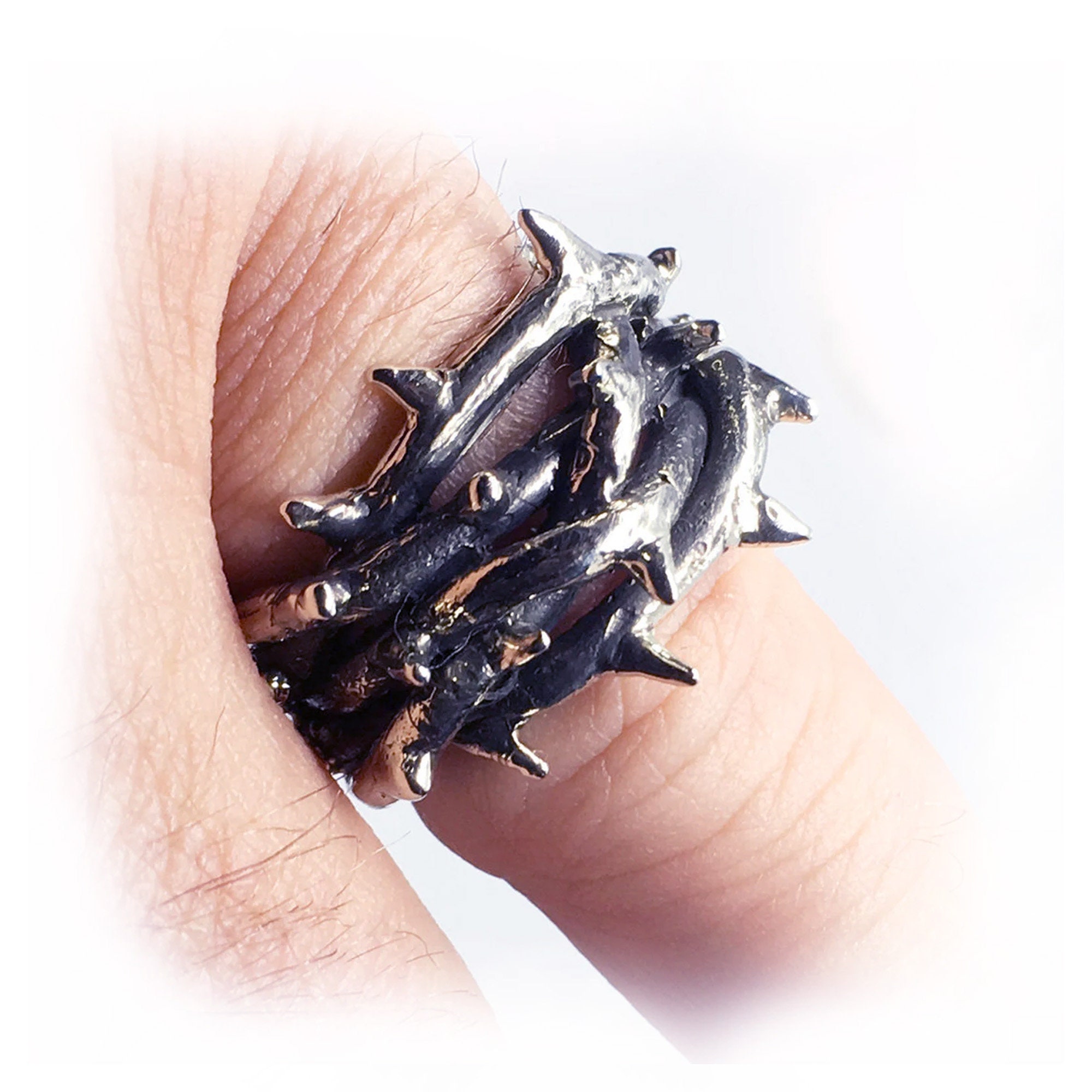 Natural Twig Solid Silver Infinity Crown of Thrones Ring