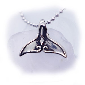 Whale Tail with Design Sterling Silver Pendant