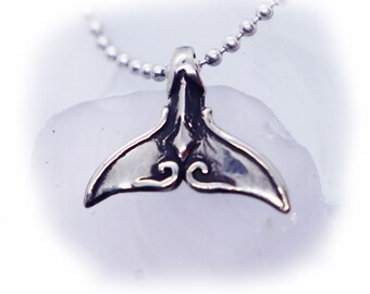 Whale Tail with Design Sterling Silver Pendant