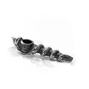 Snake Wrapped Sterling Silver Pipe