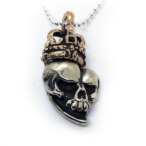 Joker Liebe Schädel mit Krone Sterling Silber Anhänger