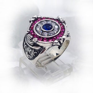 France Sterling Silver Ring with Flag Color CZ Stones