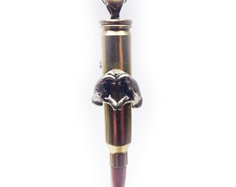 Love Bullet "Liebeszeichen durch Hände"" Silber Anhänger" 