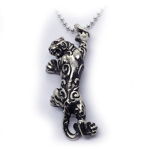 Climbing Jaguar with Designs Sterling Silver Pendant