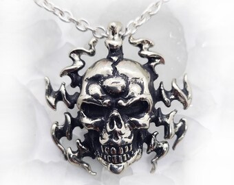 Electrifying Skull Sterling Silver Pendant