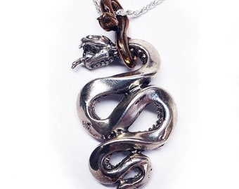 Snake Gyurza Silver Pendant