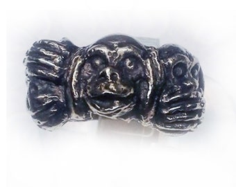 Three Wise Monkeys Silver Ring