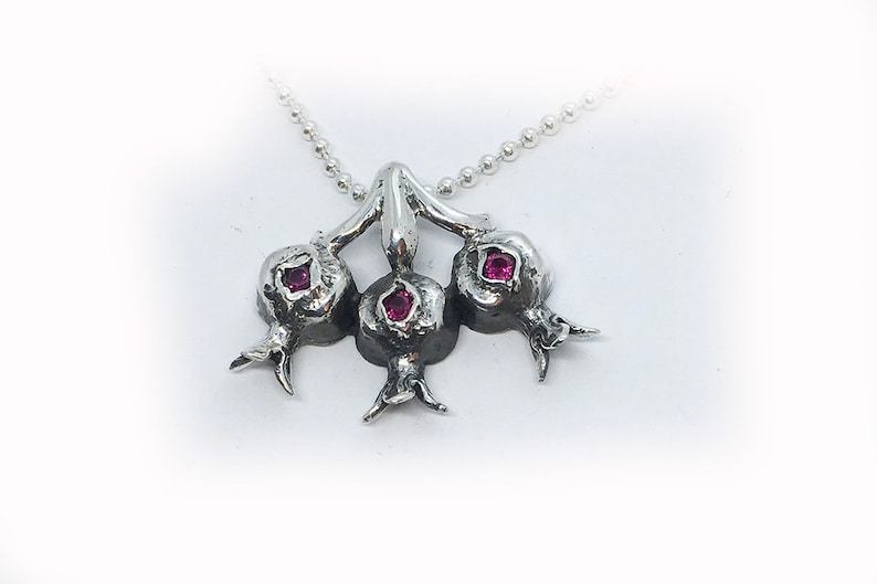 Three Pomegranate Sterling Silver Pendant
