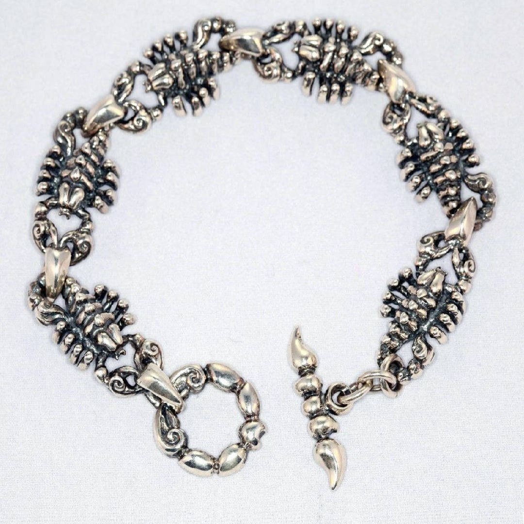 Sterling Silver Scorpion Charm Bracelet Etsy