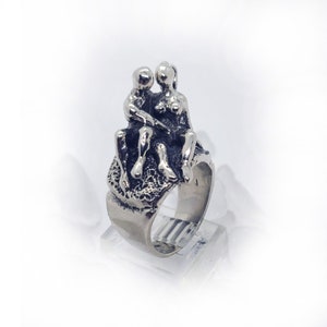 Sexy Couple Playing Together Sterling Silver Ring