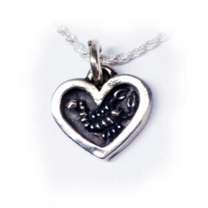 Scorpion Into Heart Silver Pendant