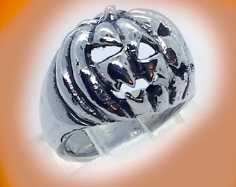 Anillo de plata de ley con forma de calabaza de Halloween