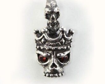 Crown Skull Sterling Silver Pendant