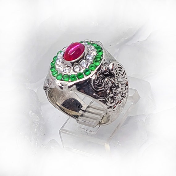 Mexican Oval Silver Ring With Flag Color CZ Stones - Etsy