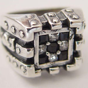 Chess Silver Ring With CZ Stones
