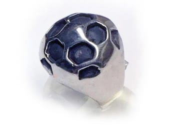Soccer Ball Sterling Silver Ring