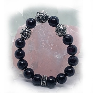 Armenia Court of Arms with Tigran the Great Black Onyx Beads Bracelet