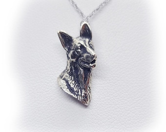 German Shepherd Sterling Silver Necklace