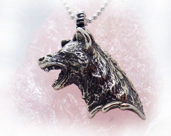 Attacking Hyena Sterling Silver Pendant