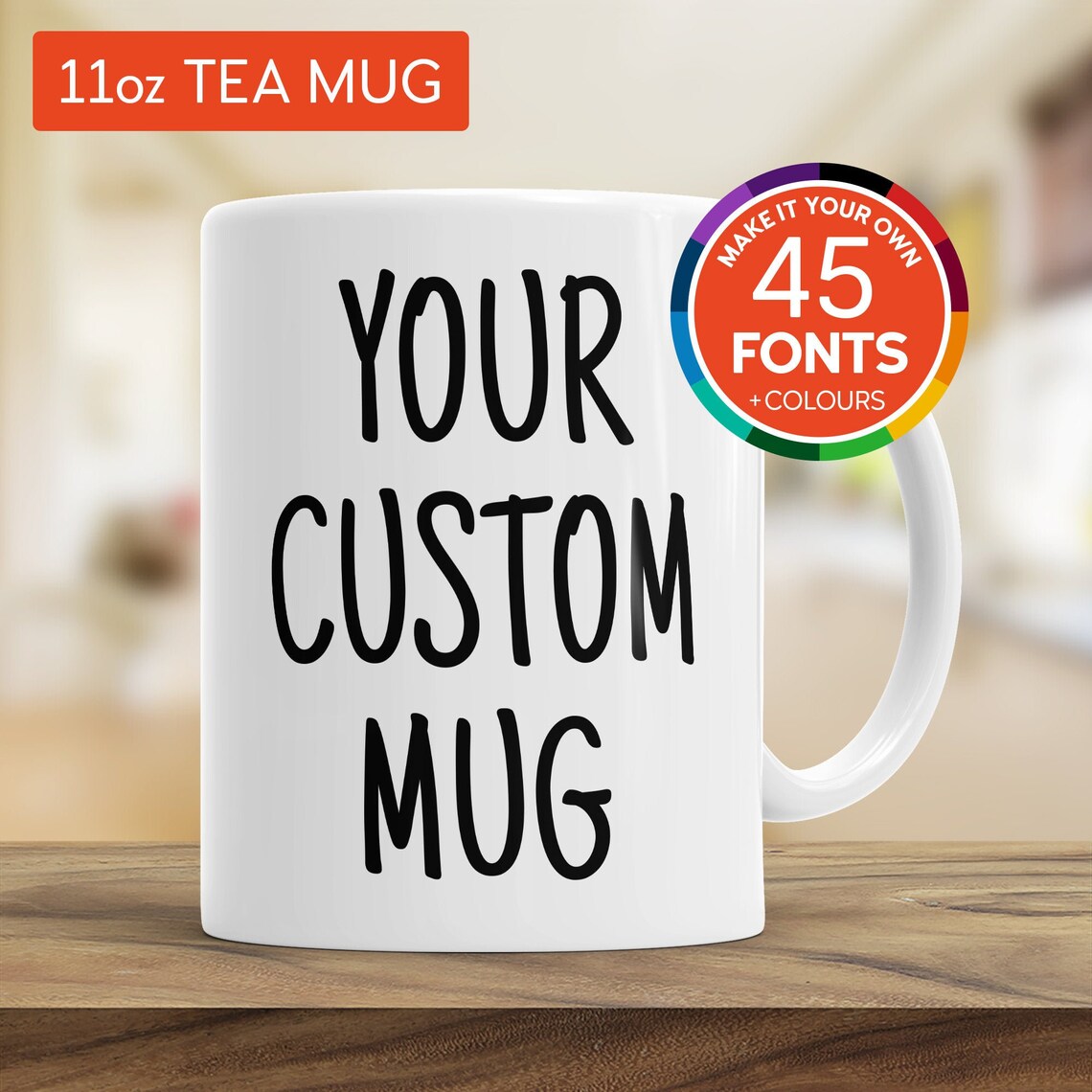 Custom Mug Personalised Mug Text 45 Fonts Choices For Etsy