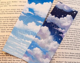 Fluffy Clouds handgemaakte bladwijzerset | Geschilderde bladwijzers | Bladwijzer voor gedrukte kunst