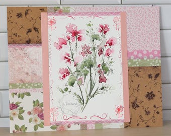 Watercolor Flower Painting | 8x10" Original Quilt Collage Cottagecore Art