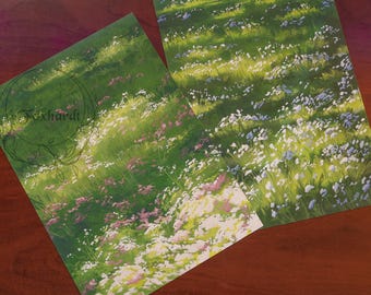 Floral Sunspots in Grass Print Set | Cute Cozy Art Print | 5x7"