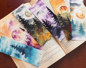 Enchanted Watercolor Forests Handmade Bookmarks