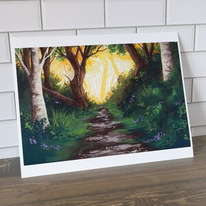 8.5x11 Glowing Path Fine Art Print | Forest Landscape | Cottagecore Wall Decor