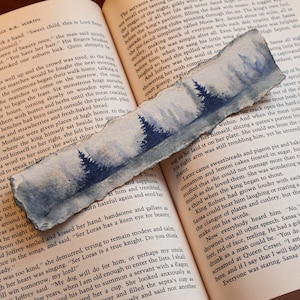 OOAK Blue Hand Painted Watercolor Bookmark | Rustic Vintage Style Bookmark | One of a Kind
