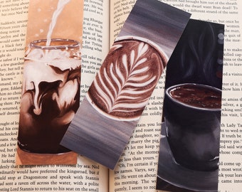 Coffee House Handmade Bookmarks | Painted Bookmark Set | Printed Art Bookmark