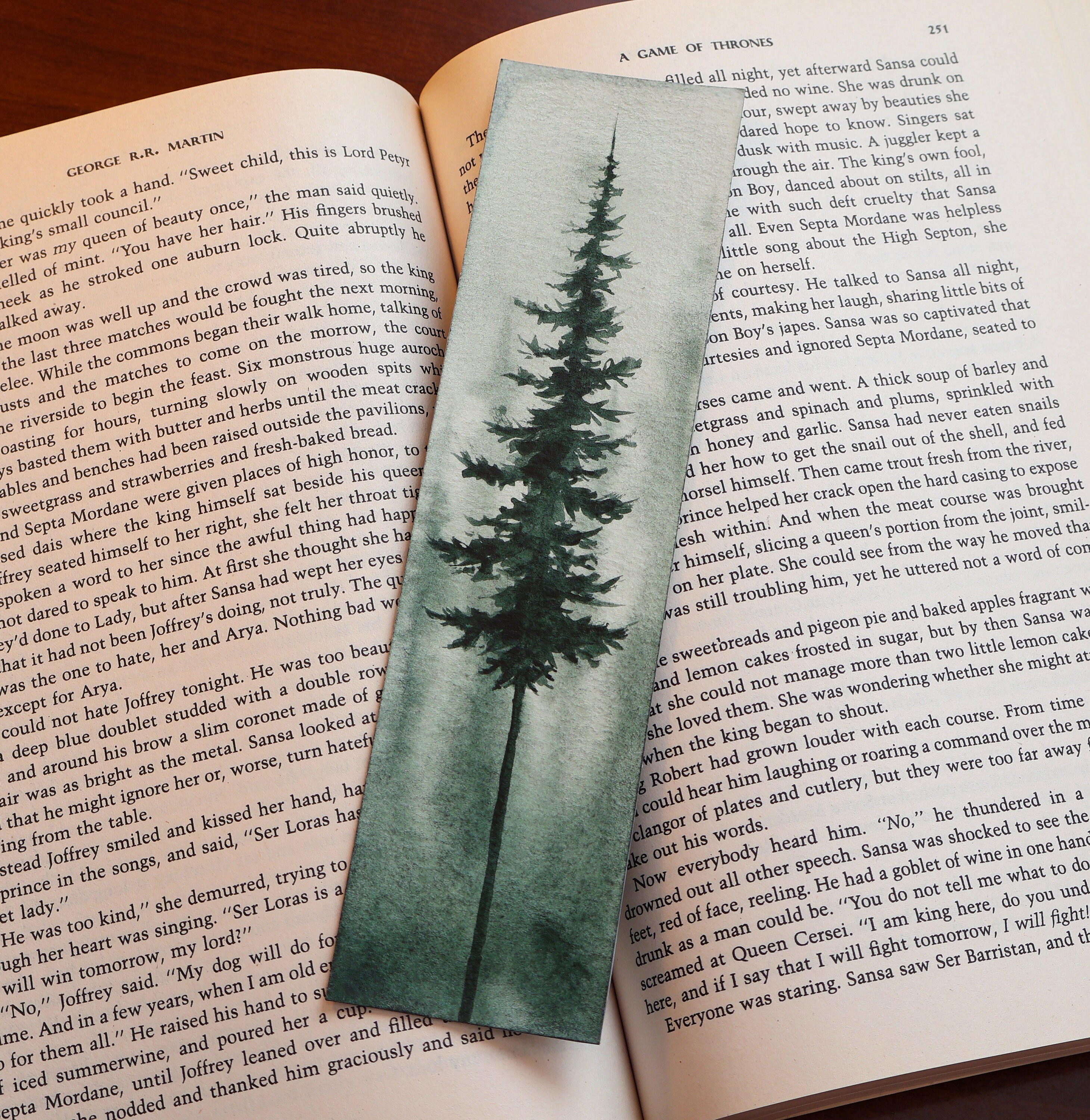 OOAK Deep Green Hand Painted Watercolor Bookmark | Rustic Vintage Style Bookmark | One of a Kind
