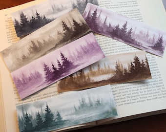 Misty Forest Handmade Bookmarks | Watercolor Bookmark Set | Printed Art Bookmark