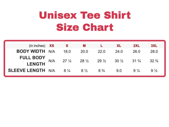 Native Size Chart Inches